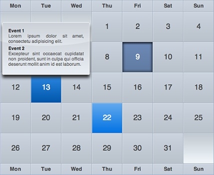 Cách tạo calendar giống ứng dụng iCal của iPhone với jQuery