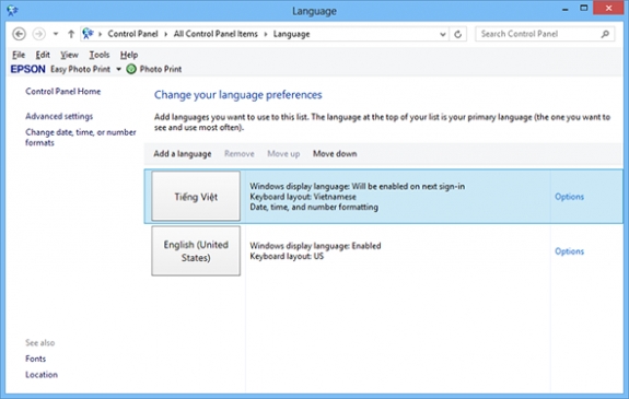 Cài đặt tiếng Việt cho Windows 8 7